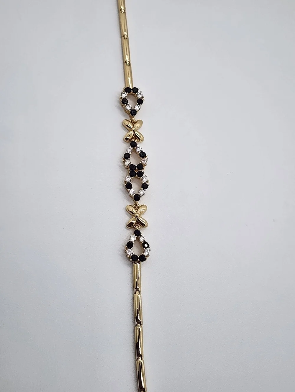 Gold Plated Bracelet Black Crystal Flower Dainty Elegant Jewelry 7